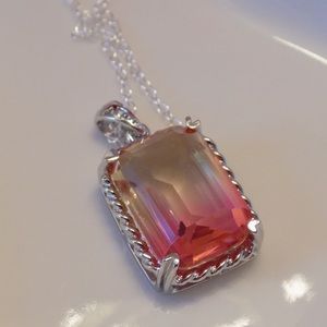 Watermelon 🍉 Ombre Gemstone 💎 Pendant Necklace